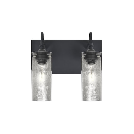 Besa Lighting Duke Vanity, Silver Foil, Black, 2x60W Incandescent 2WG-DUKESF-BK